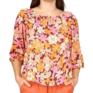 New Sanctuary Plus Seashore Crepe Blouse Floral